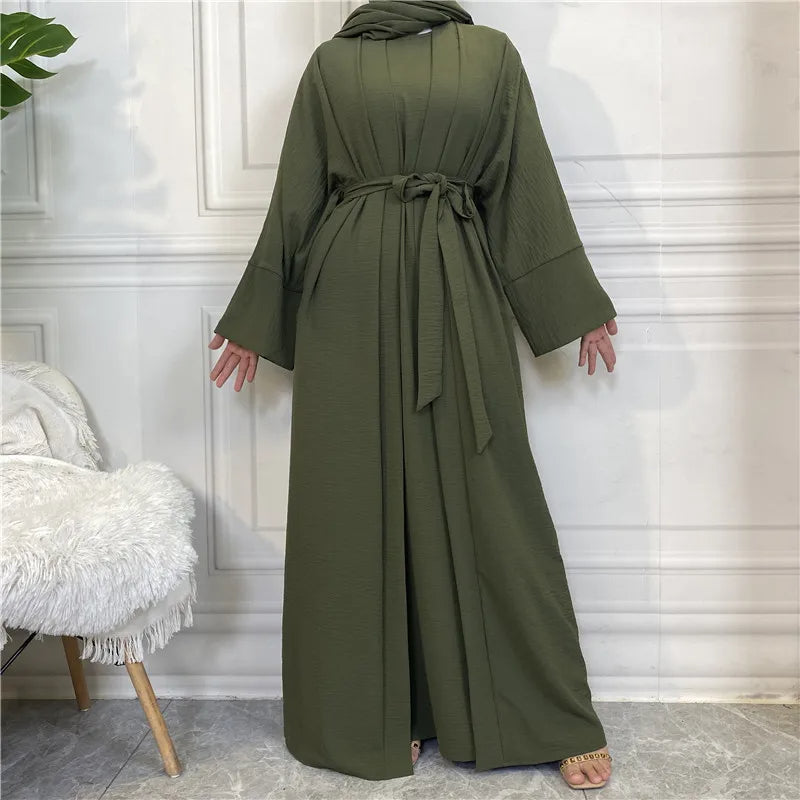 Belted Abaya + Kimono: Flowing Silhouette