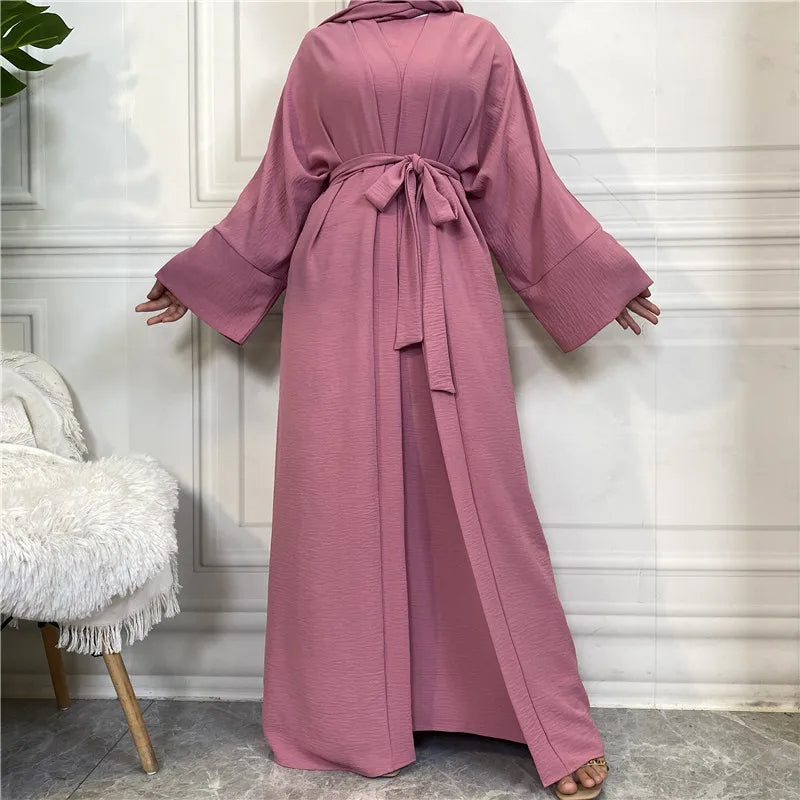 Belted Abaya + Kimono: Flowing Silhouette