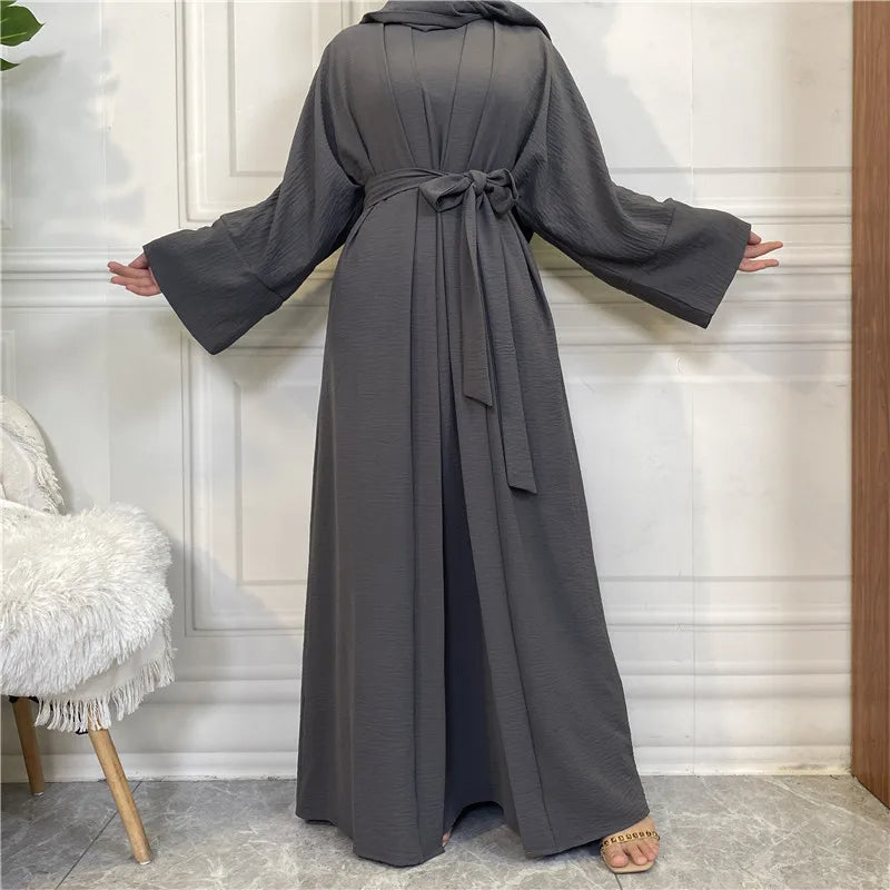 Belted Abaya + Kimono: Flowing Silhouette