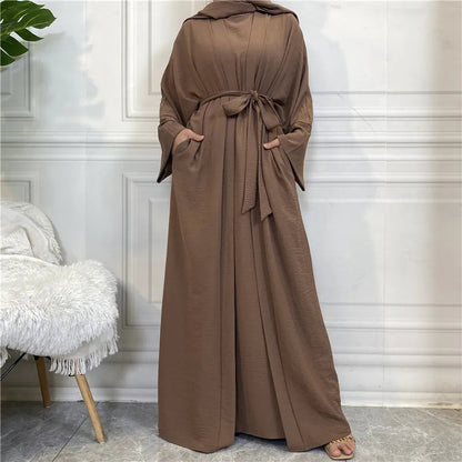 Belted Abaya + Kimono: Flowing Silhouette