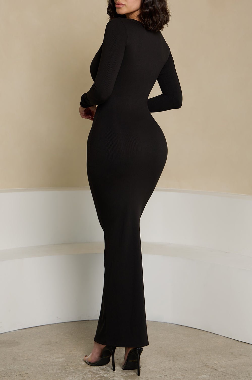 HMS Skins: Onyx Baby Rib Long Sleeve Maxi Dress