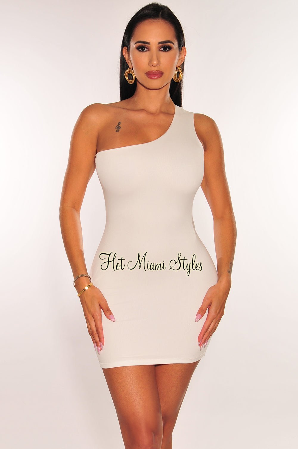 White One Shoulder Cut Out Back Mini Dress